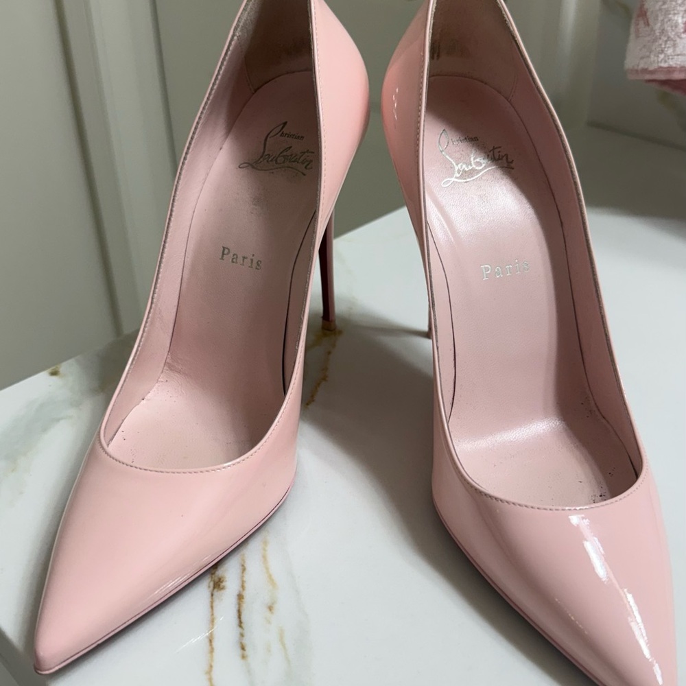 Christian Louboutin Pink Patent Leather Pointed Toe Pumps - Picture 3 of 9